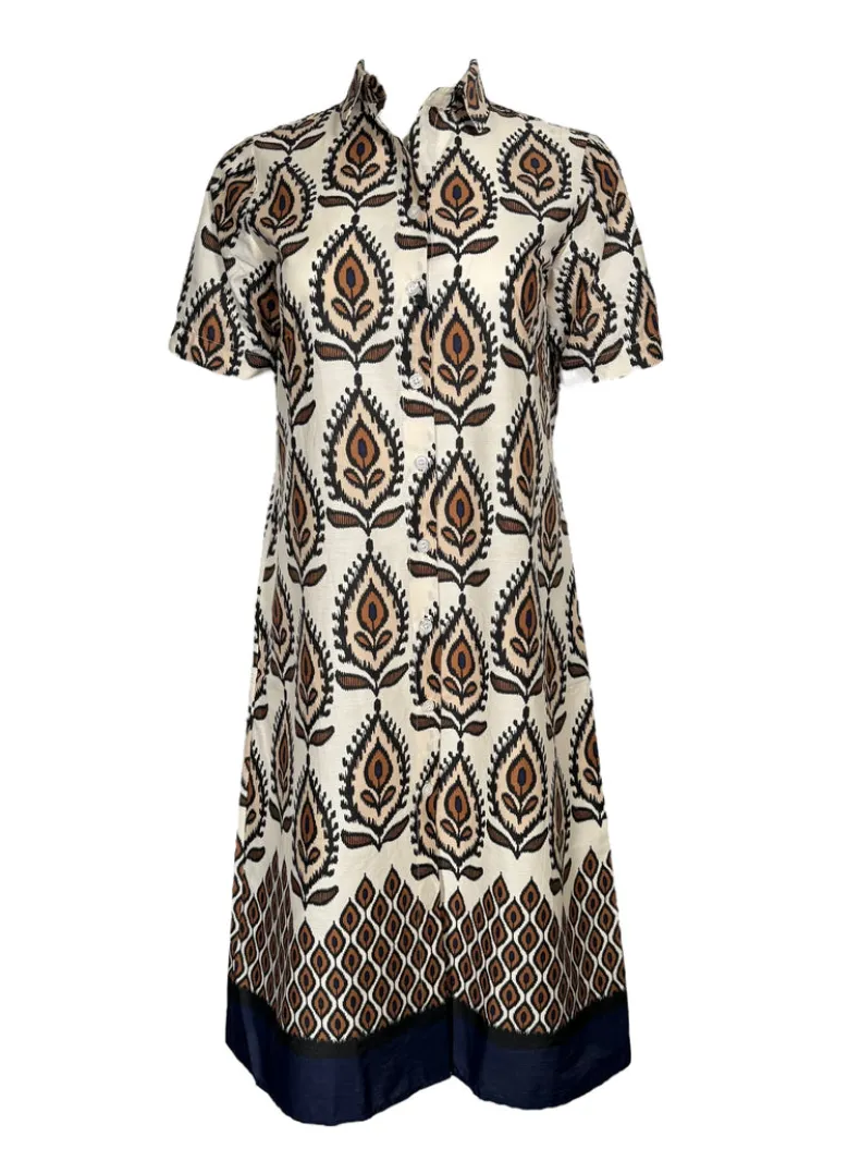 VLT'S BY VALENTINA'S PRINT DRESS - TAN