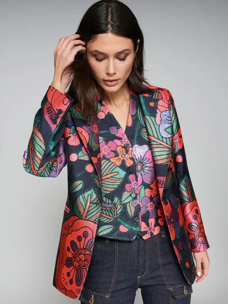 VILAGALLO FLOWER ROCK JACQUARD JACKET - NAVY