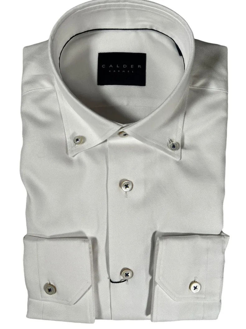 CALDER CARMEL MEN'S SHIRT - SOLID WHITE ULTIMATE OXFORD - BUTTON DOWN COLLAR