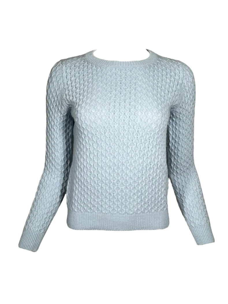 HUBERT GASSER CABLE KNIT SWEATER - LIGHT BLUE