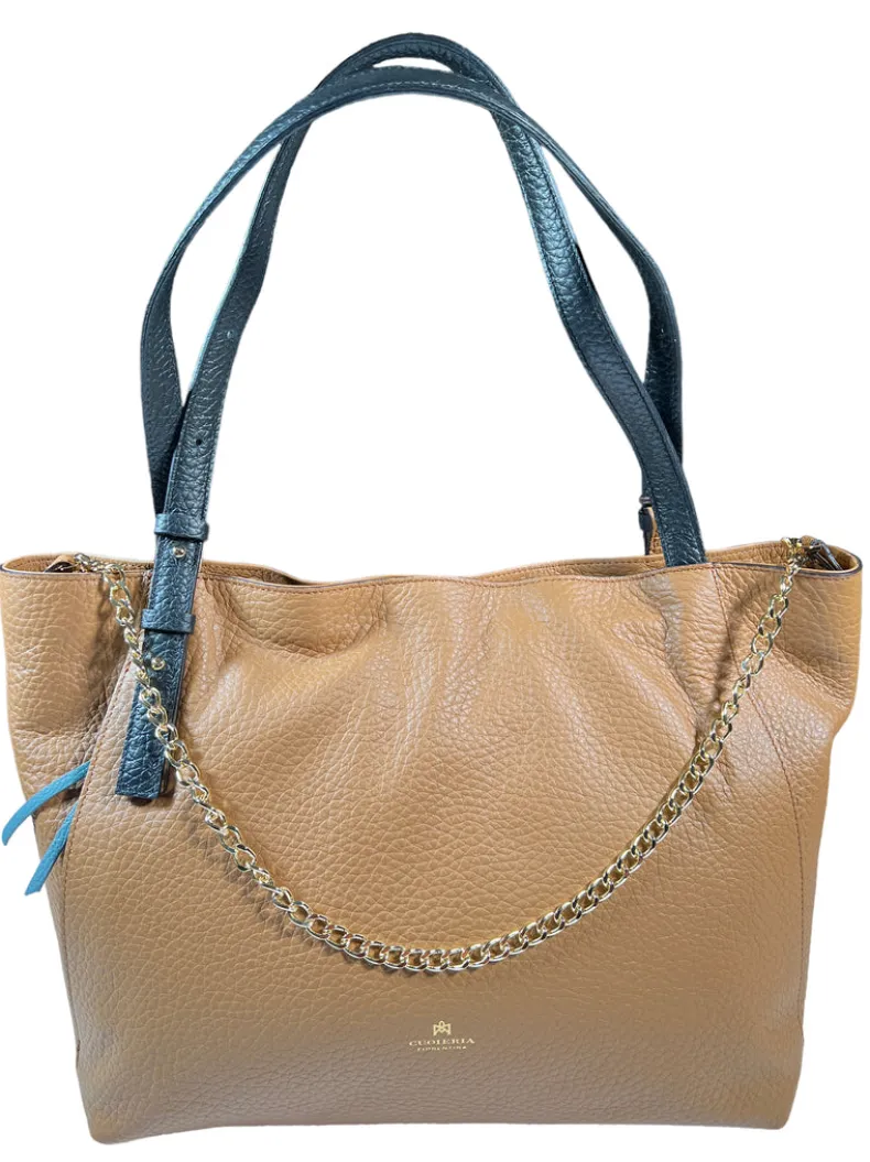 CUOIERIA FIORENTINA COQUETTE SHOPPING BAG - CARAMEL