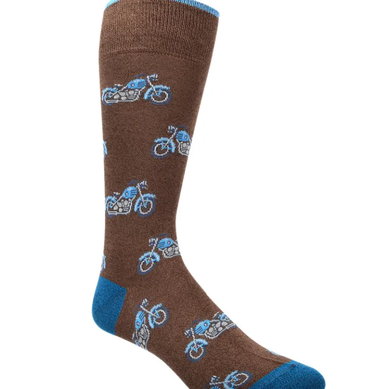 DION MID-CALF MEN'S SOCK - MOTORCYCLE - MOCHA