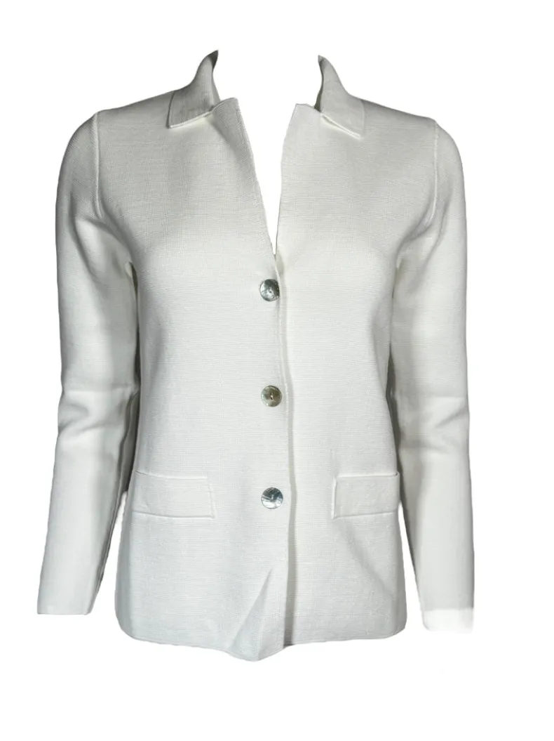 HUBERT GASSER CLASSIC KNIT BLAZER - WHITE