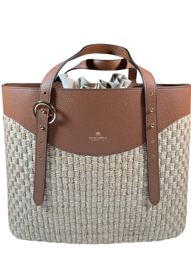 CUOIERIA FIORENTINA AMBER LARGE SHOPPING TOTE - CARAMEL