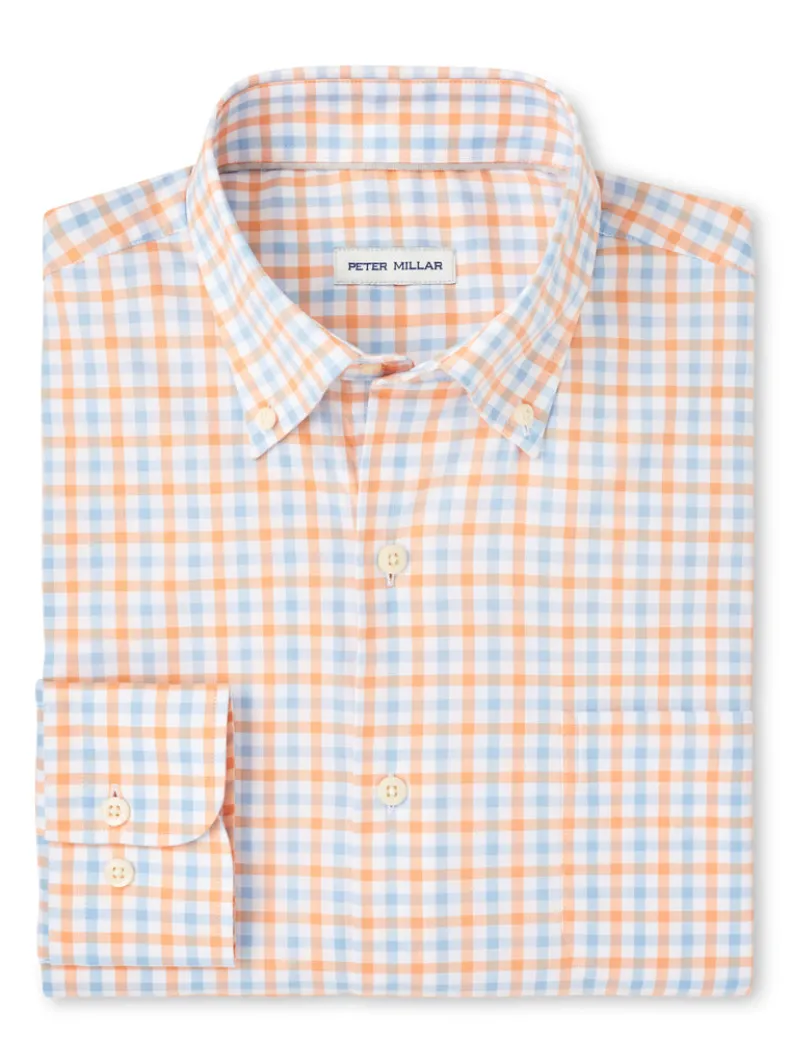 PETER MILLAR GARDNER CROWN LITE COTTON-STRETCH SPORT SHIRT - MORNING BLUE
