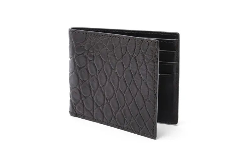 W.KLEINBERG ALLIGATOR BIFOLD WALLET - MATTE BLACK
