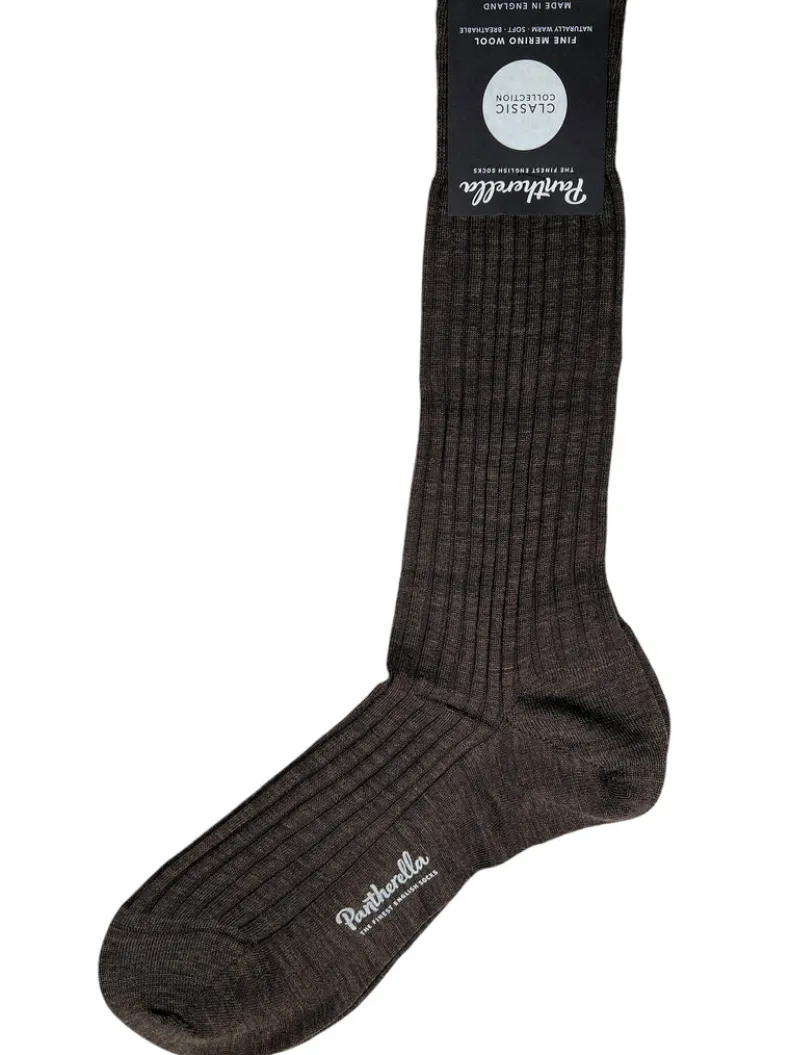 PANTHERELLA LABURNUM MEN'S MERINO SOCK - DARK BROWN MIX