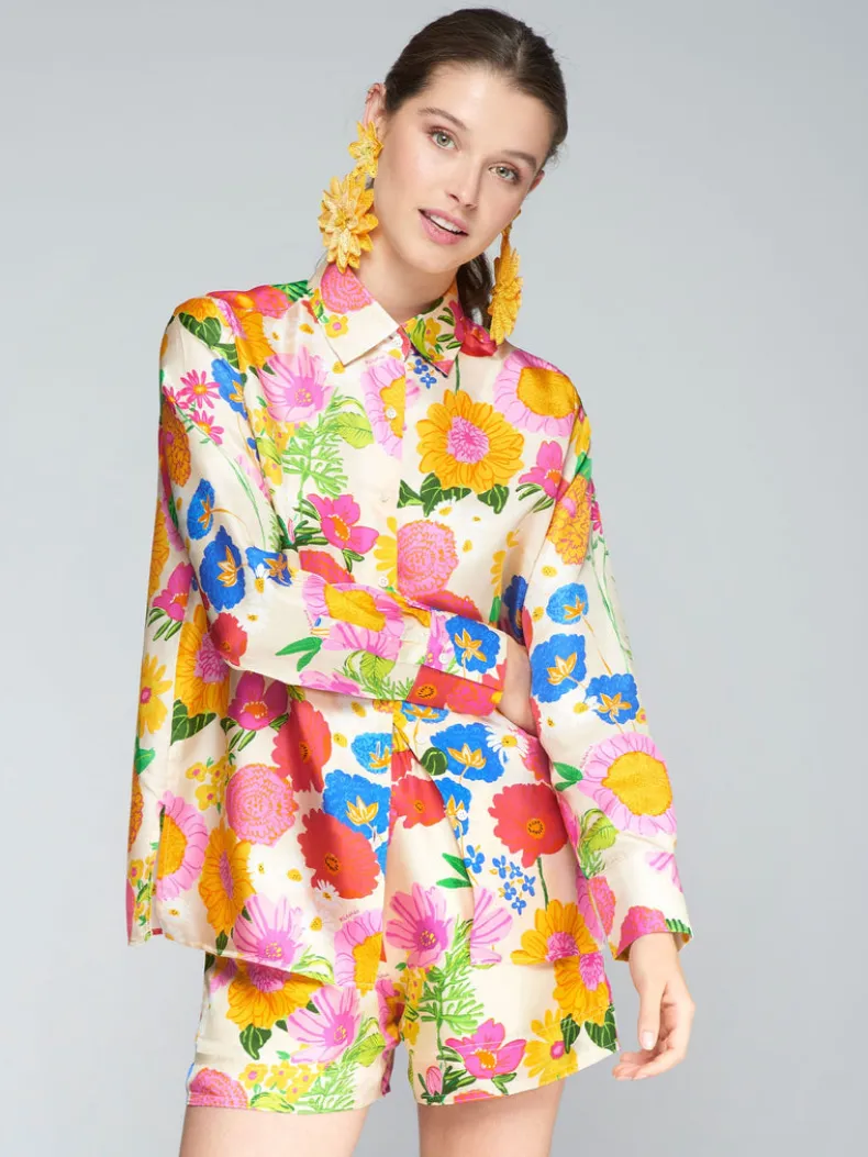 VILAGALLO SILK FLOWERS SHIRT - MULTICOLOR