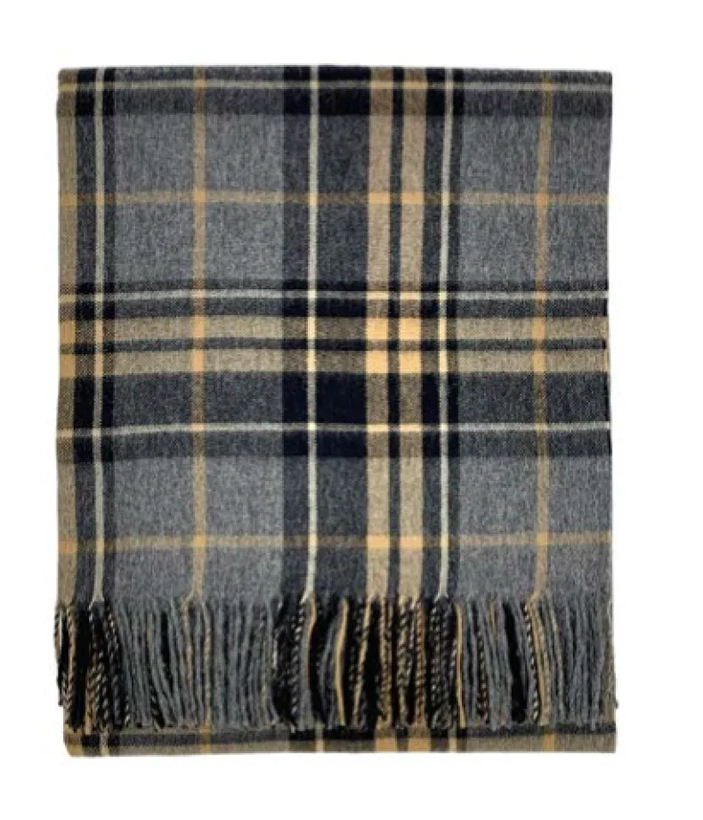 HOGARTH SCOTLAND ALPACA & LAMBSWOOL THROW - GREY PLAID