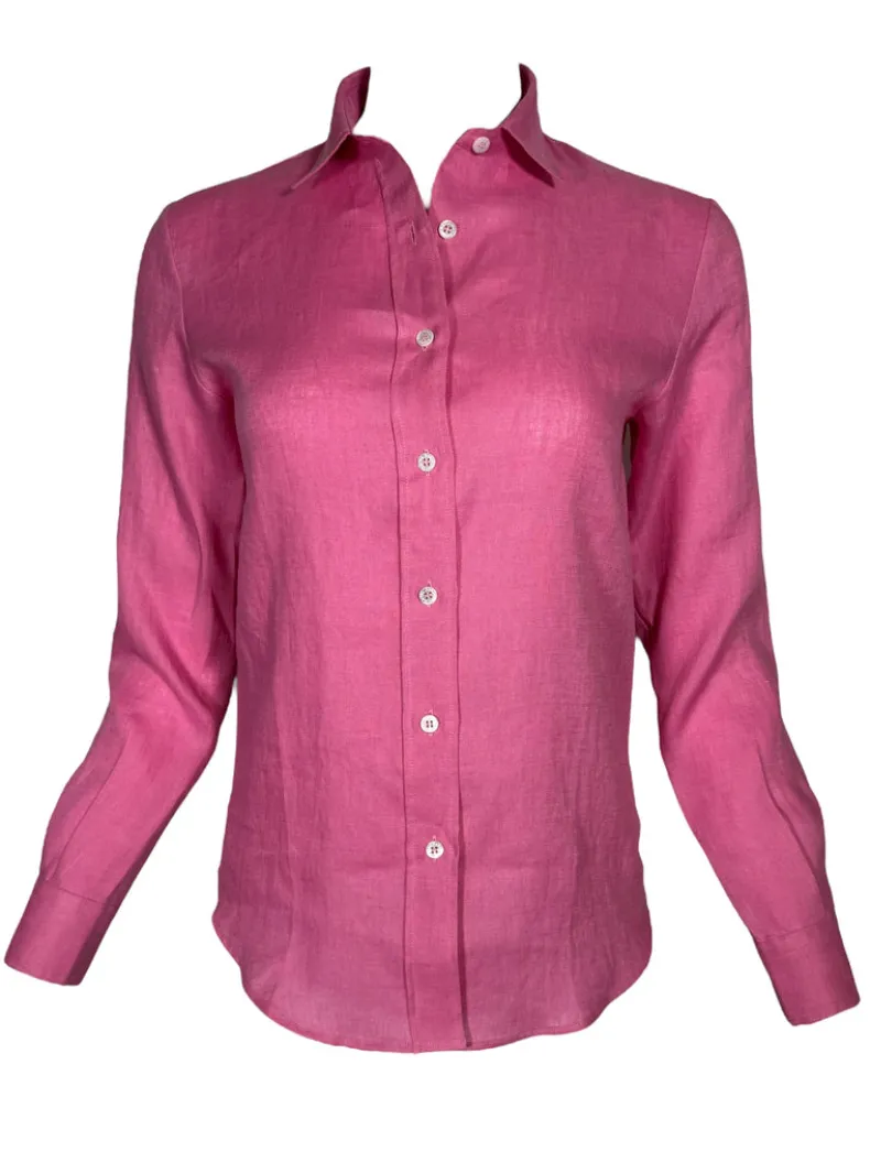 AMINA RUBINACCI LINEN BLOUSE - AZALEA