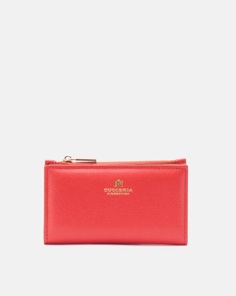 CUOIERIA FIORENTINA VERTICAL CARD HOLDER - CORAL