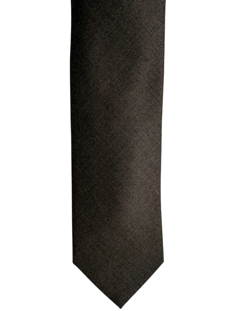 DION WOOL MELANGE TIE - CHOCOLATE BROWN