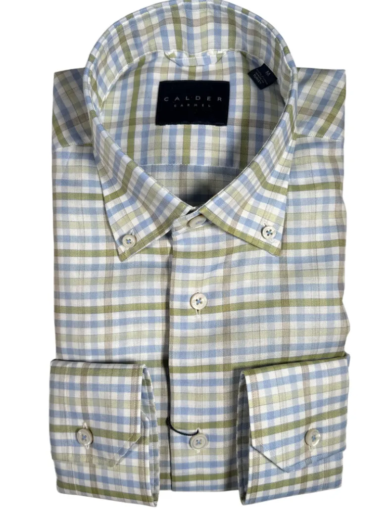 CALDER CARMEL MEN'S SHIRT - OLIVE CHECK