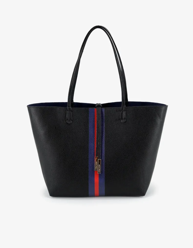 REMI/REID DEPARTURE STRIPE REVERSIBLE TOTE BAG - BLACK/NAVY