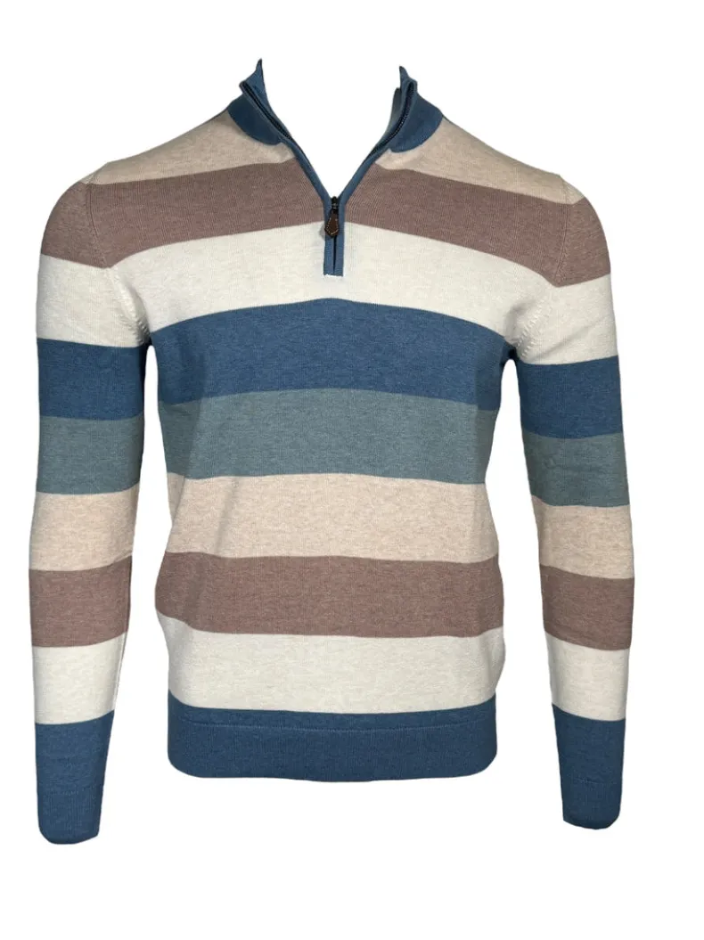 ALAN PAINE TROWBRIDGE QUARTER ZIP SWEATER - AIRFORCE