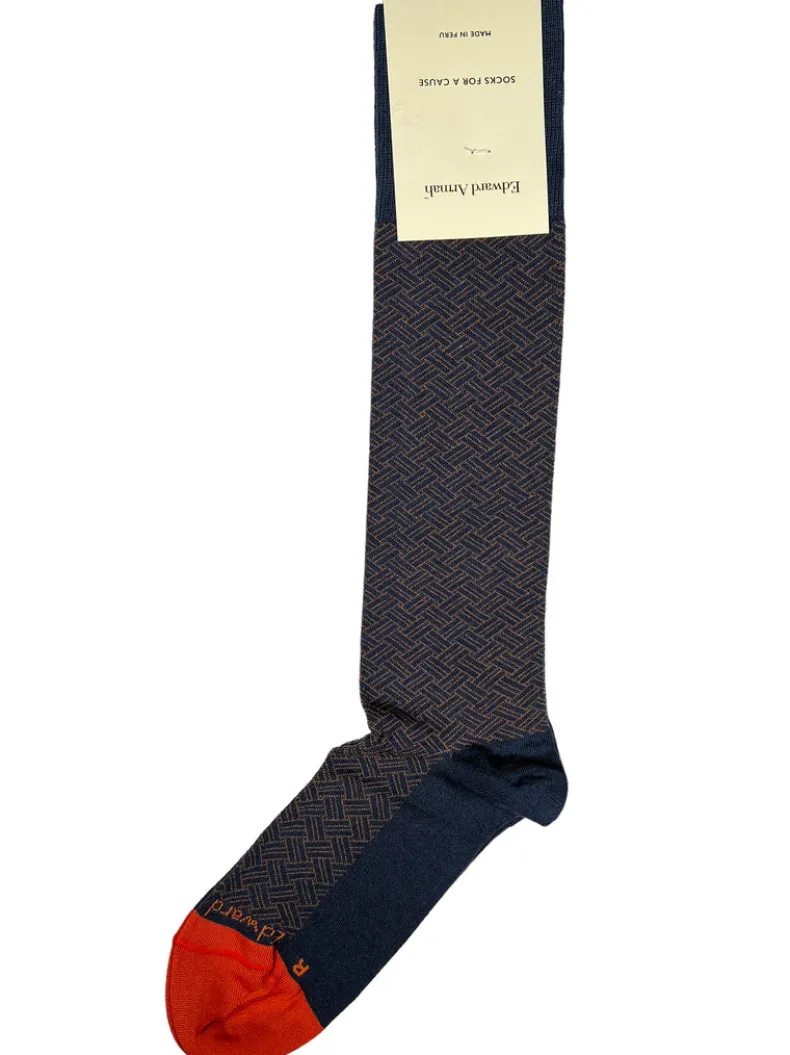 EDWARD ARMAH MEN'S SOCK - STEEL/ORANGE BASKETWEAVE