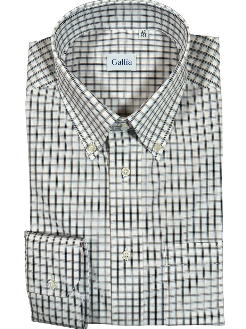 GALLIA MEN'S SHIRT - BROWN OPEN CHECK