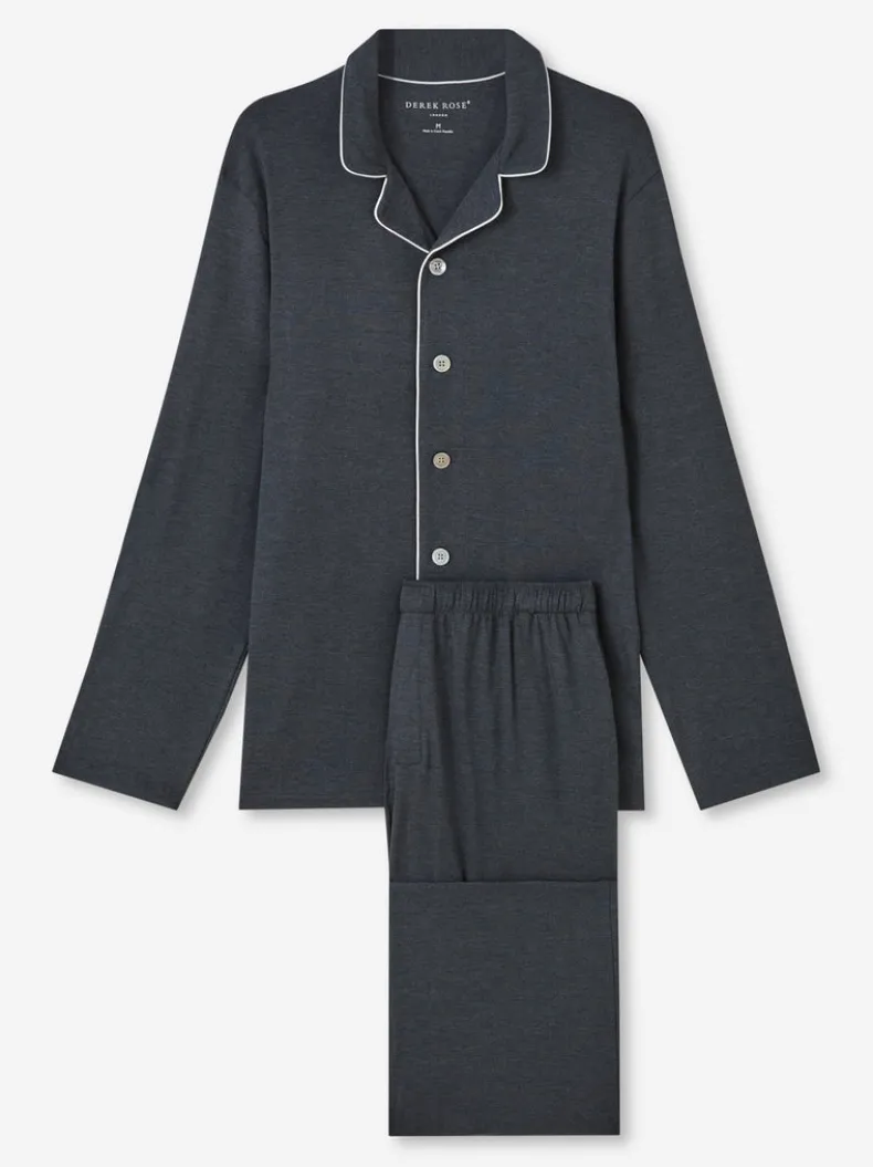 DEREK ROSE MARLOWE 1 MEN'S PAJAMA SET - ANTHRACITE