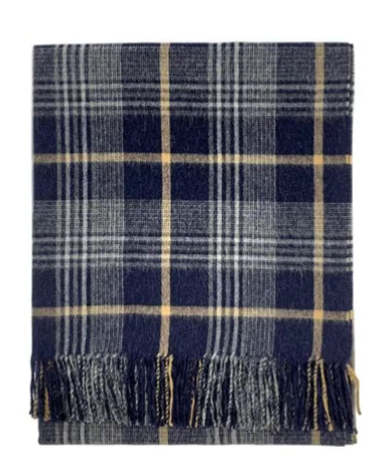 HOGARTH SCOTLAND ALPACA & LAMBSWOOL THROW - NAVY PLAID