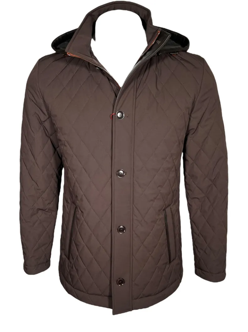 LUCIANO BARBERA DIAMOND QUILT JACKET - COCOA