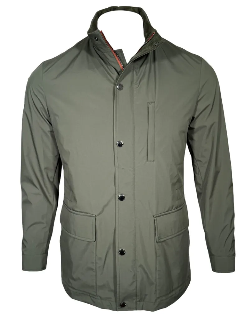 LUCIANO BARBERA CAR COAT - JUNGLE GREEN