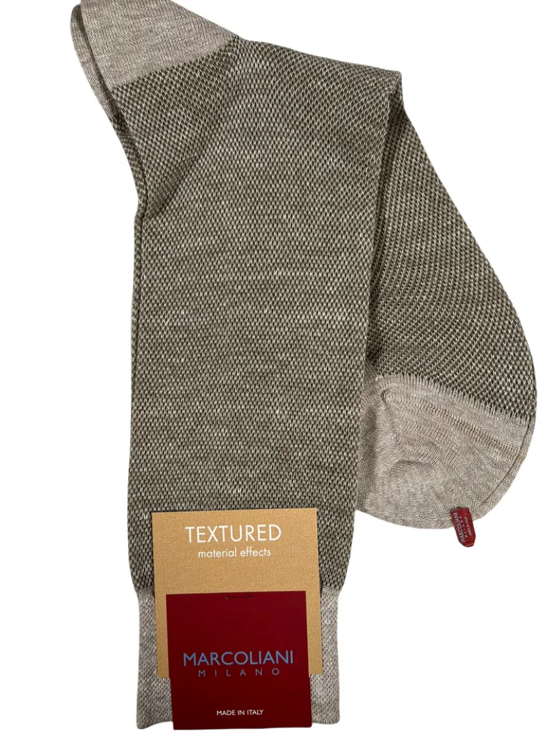 MARCOLIANI LINEN & COTTON PIQUE SOCK - BEIGE