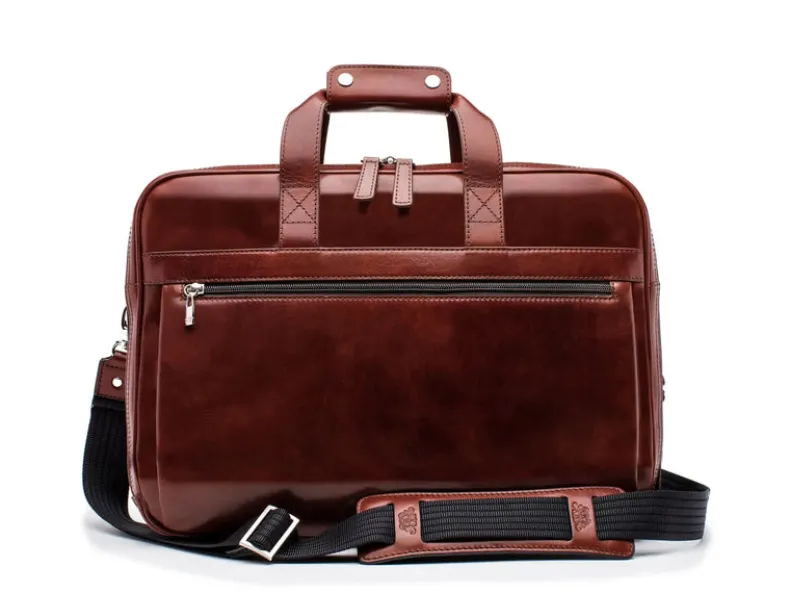 BOSCA 1911 LEATHER SINGLE STRINGER BRIEFCASE - DARK BROWN