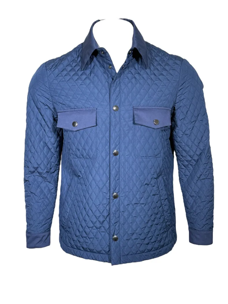 LUCIANO BARBERA DIAMOND QUILT BARN JACKET - DOWNRIVER BLUE
