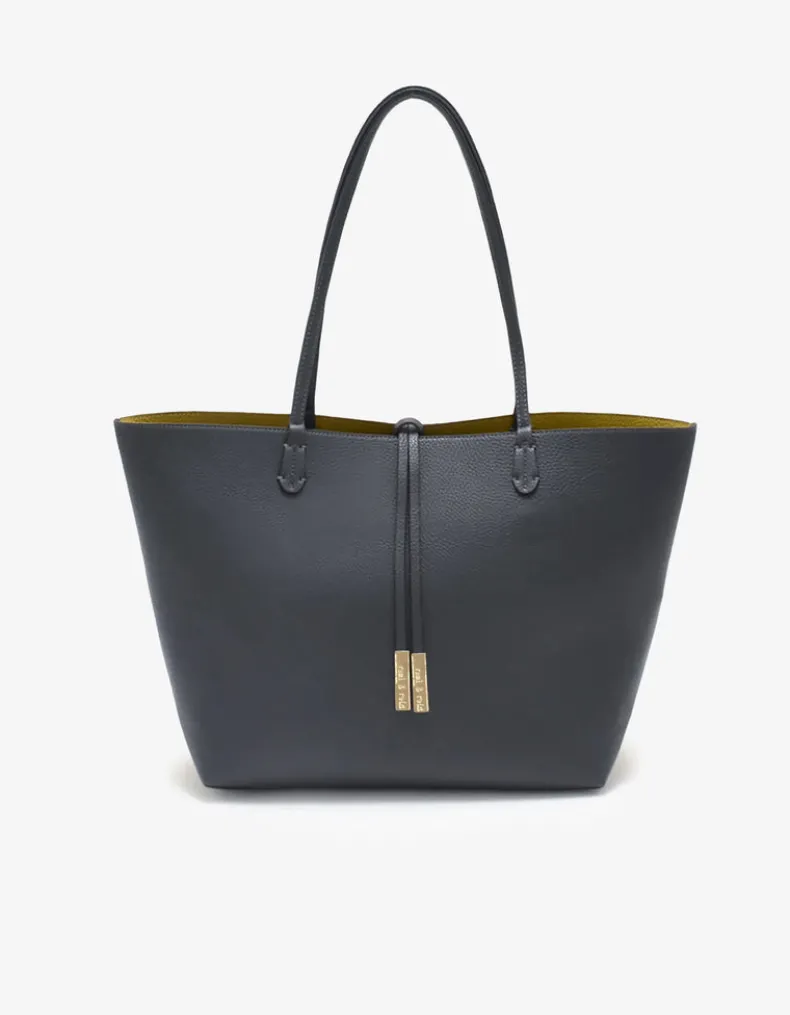 REMI/REID DEPARTURE STRIPE REVERSIBLE TOTE BAG - SLATE/MUSTARD