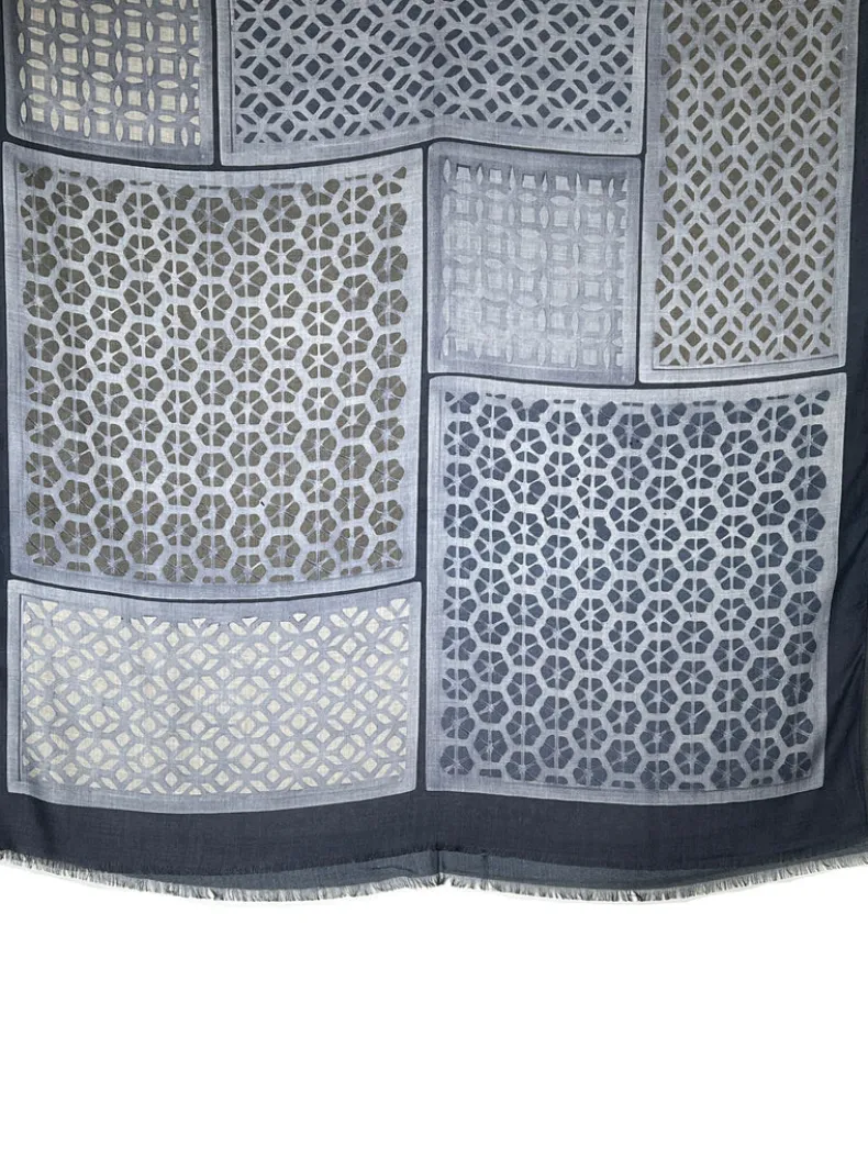 ALTEA BLOCKPRINT SCARF - NAVY