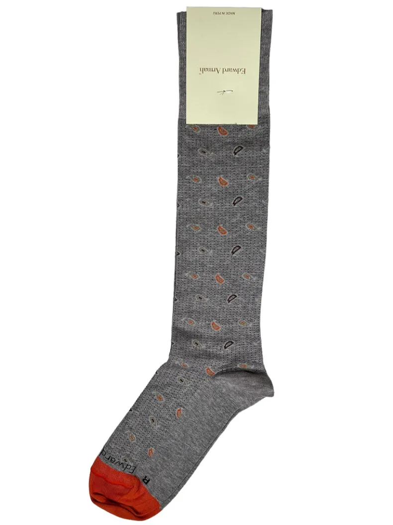 EDWARD ARMAH MEN'S SOCK - GREY/ORANGE PIN NEAT MELANGE