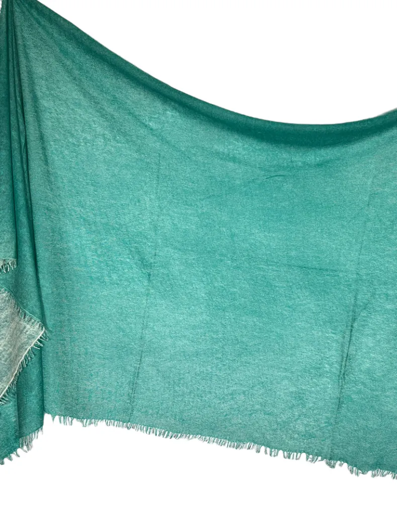 BAJRA CASHMERE CREME SCARF - ETHER TURQUOISE