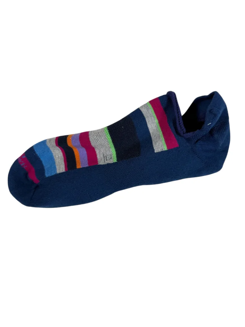 MARCOLIANI PIMA COTTON MULTICOLOR STRIPE INVISIBLE SNEAKER SOCK - ROYAL BLUE