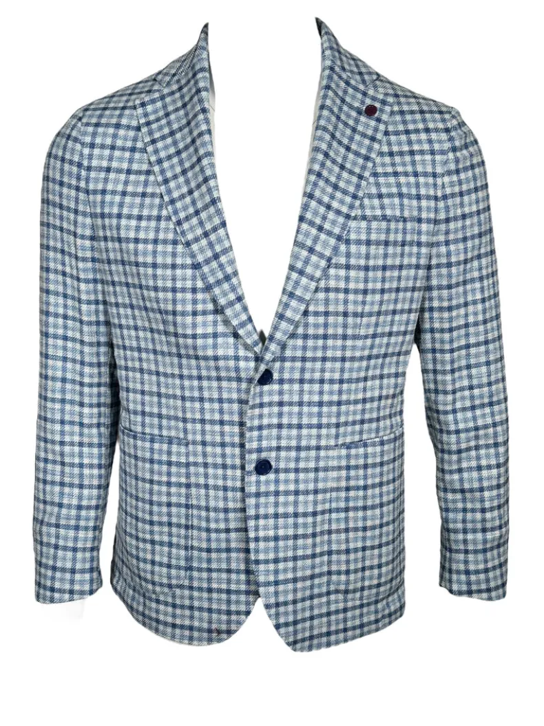 SARTORIA PARTENOPEA SPORT COAT - BLUE/WHITE CHECK