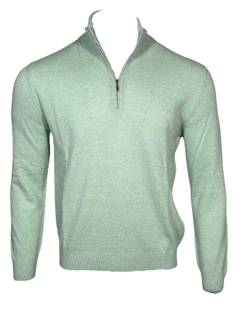 SETTEFILI CASHMERE 1/4 ZIP SWEATER - MINT