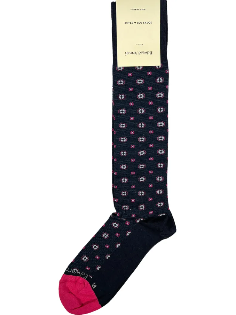 EDWARD ARMAH MEN'S SOCK - NAVY/GARDENIA NEAT