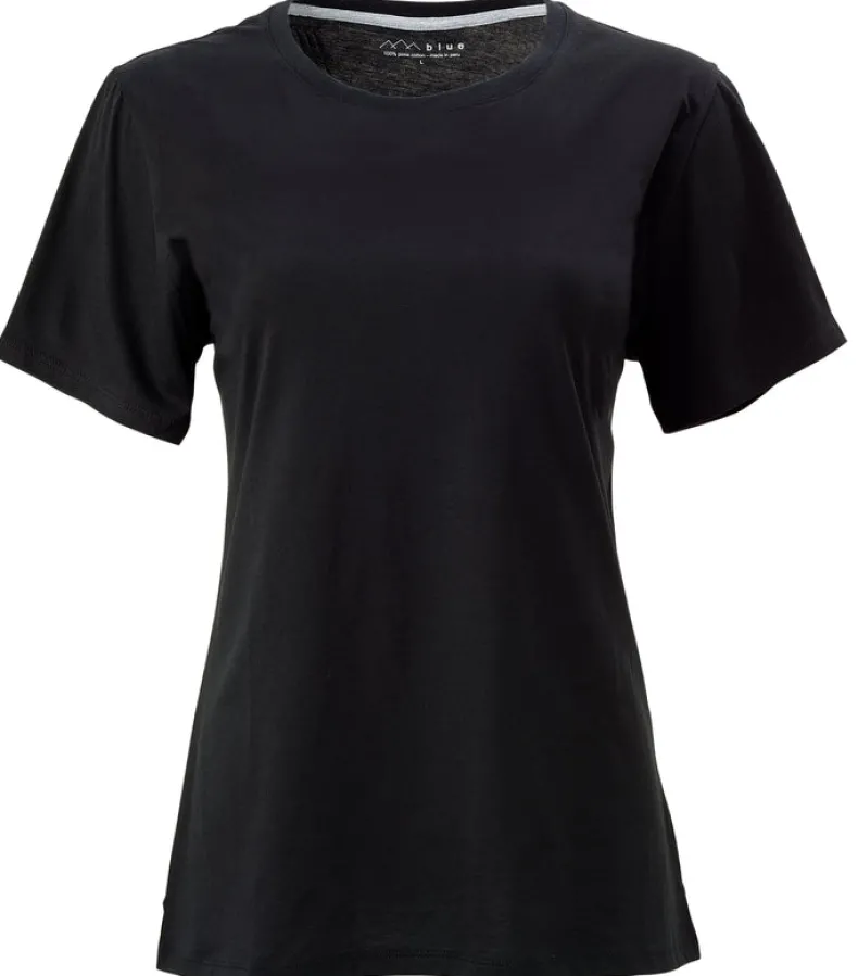 BLUE 1899 WOMEN'S PIMA COTTON T-SHIRT CREWNECK SHORTSLEEVE - BLACK