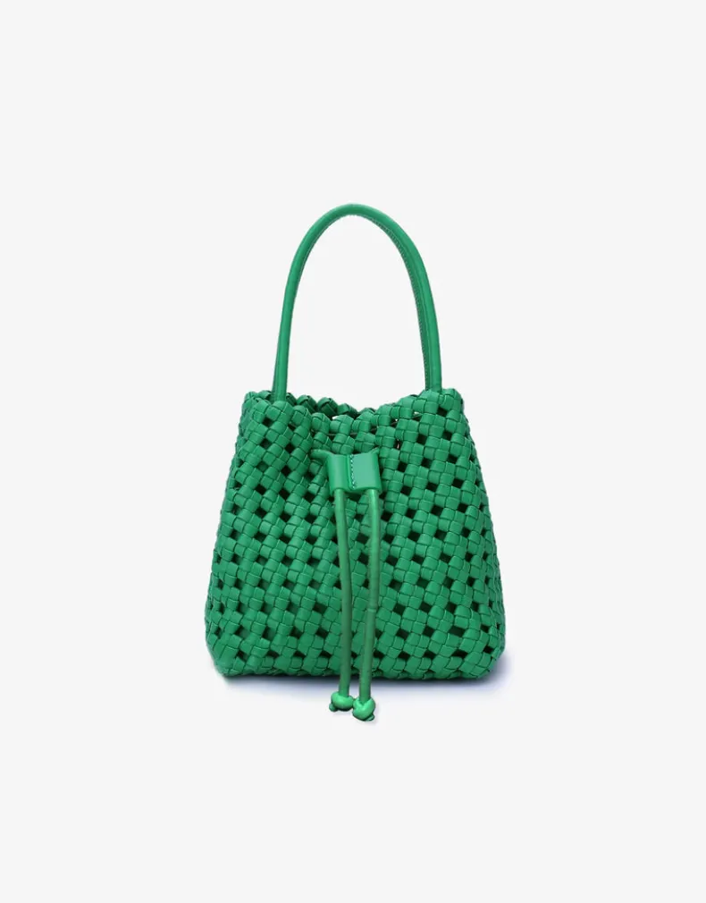 REMI/REID PERRIE BUCKET MINI WOVEN SQUARE BAG - LIME