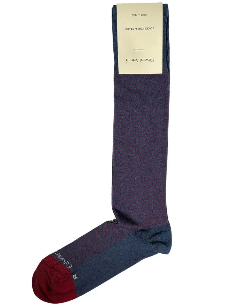 EDWARD ARMAH MEN'S SOCK - STEEL/WINE CHECK