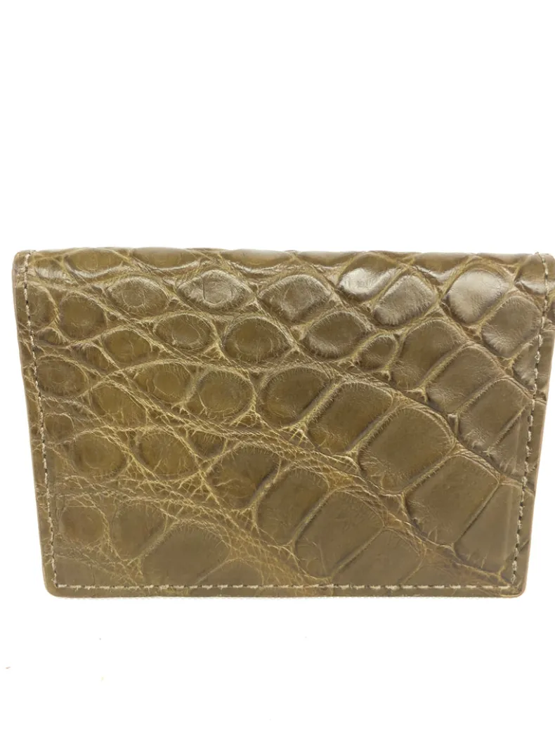 W.KLEINBERG ALLIGATOR ID CARD CASE WALLET - LODEN GREEN
