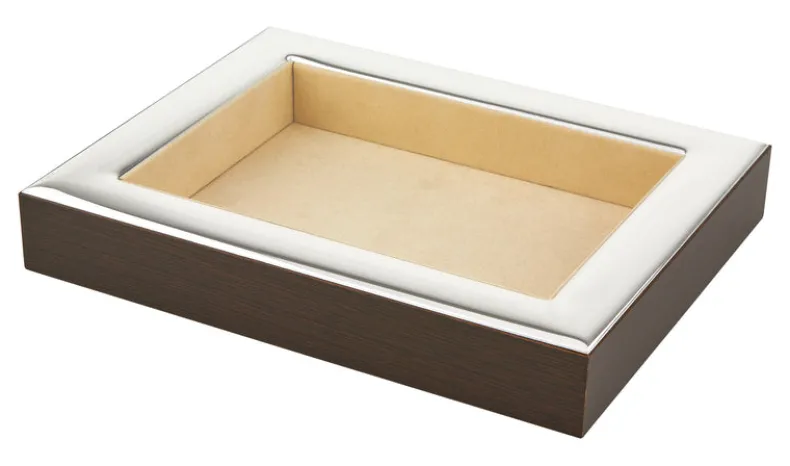 TIZO VALET TRAY - SILVER & WOOD