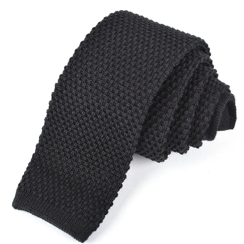 DION WOOL KNIT TIE - BLACK