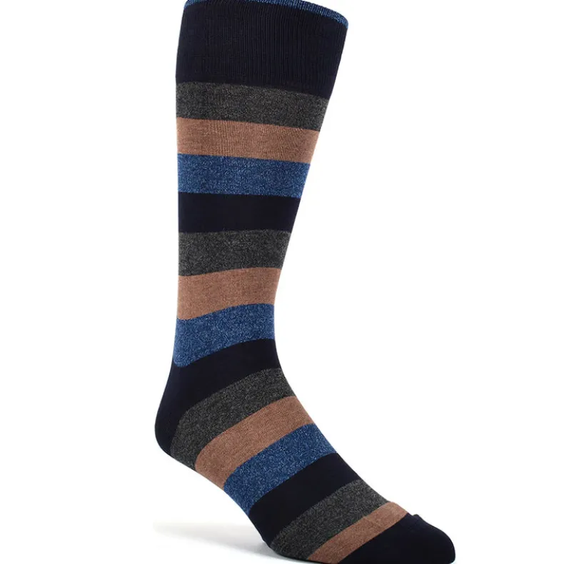 DION MID-CALF MEN'S SOCK - THICK BAR STRIPE - CHARCOAL