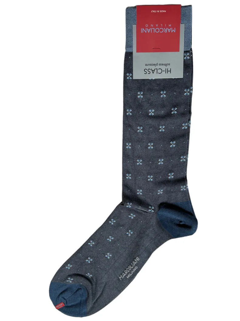 MARCOLIANI TAILOR FLOWER CALF SOCK - ASPHALT
