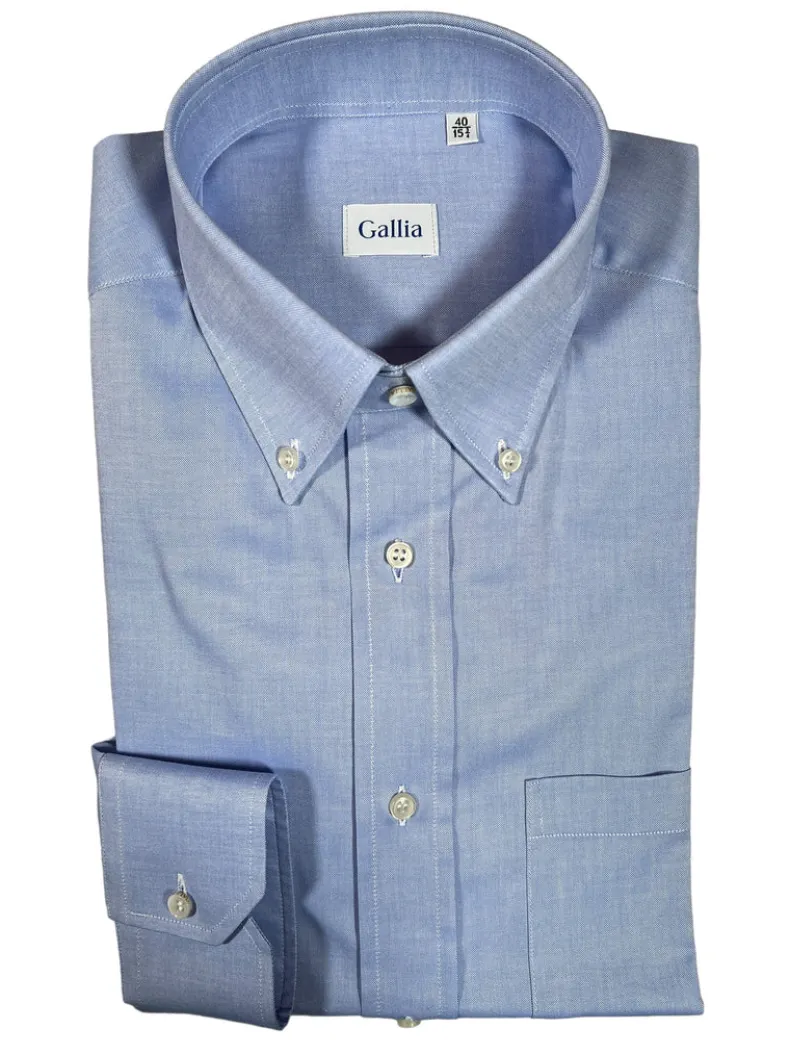 GALLIA MEN'S SHIRT - SOLID BLUE OXFORD
