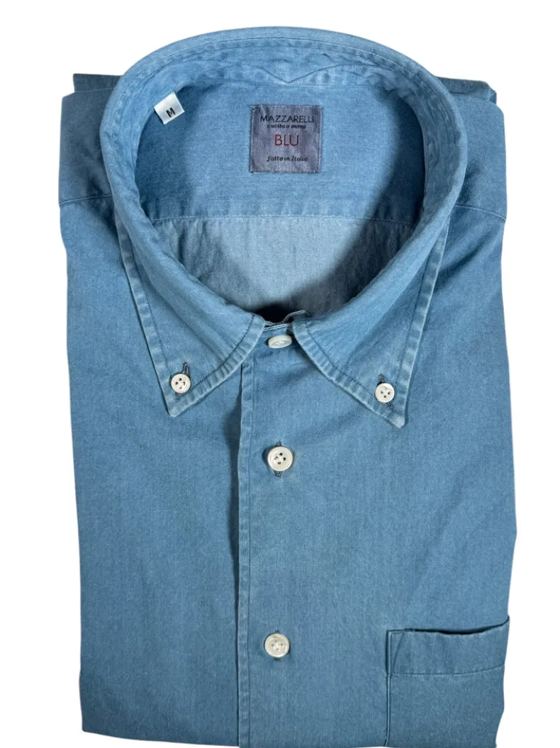 MAZZARELLI SPORT SHIRT - MID BLUE DENIM