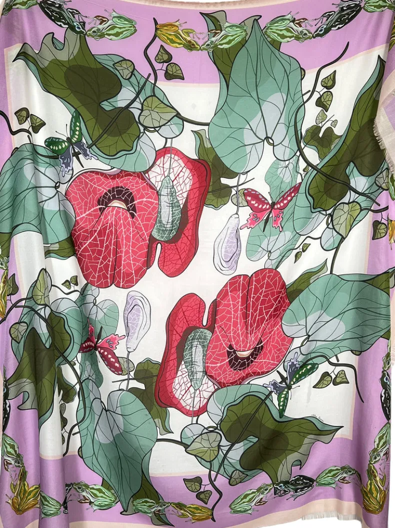 FRANCO FERRARI FROGS SCARF - LAVENDER/GREEN