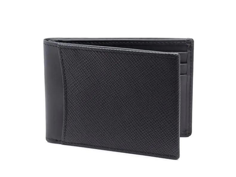 BOSCA 1911 SAFFIANO SMALL BIFOLD WALLET - BLACK