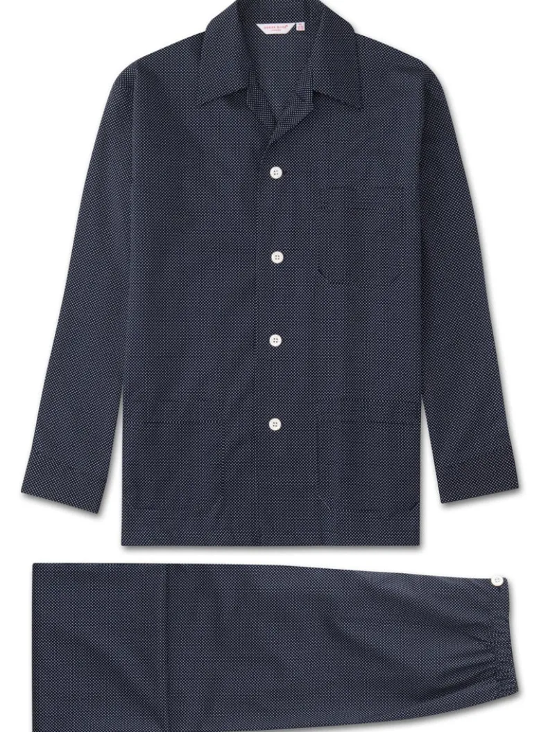 DEREK ROSE PLAZA MEN'S PAJAMA SET - NAVY