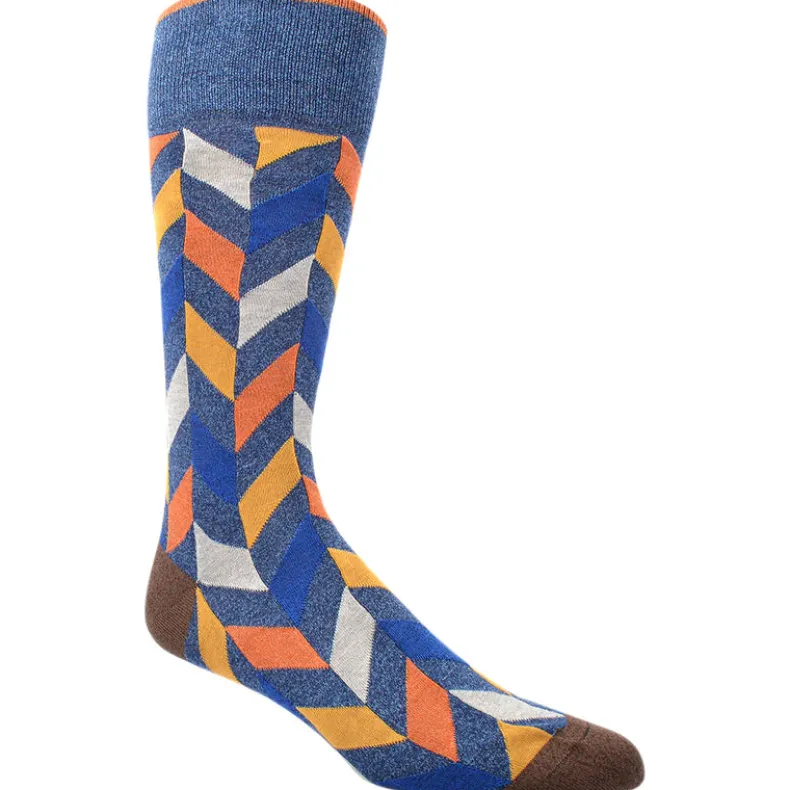 DION MID-CALF MEN'S SOCK - CHEVRON - DARK DENIM